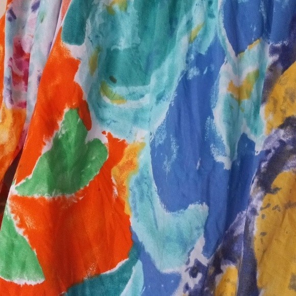 Lauren Ralph Lauren Skirt 22W Watercolor Floral Leaf Print Vibrant Art to Wear - Picture 2 of 12